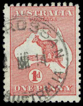 1913 Australia Stamps 1d red Roo SG 2 variety inverted wmk Used 