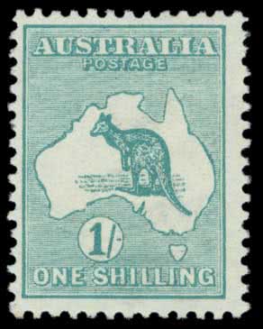 1915 Australia 1/ green Roo 2nd wmk SG O35 OS Perfin faults Used stamp 