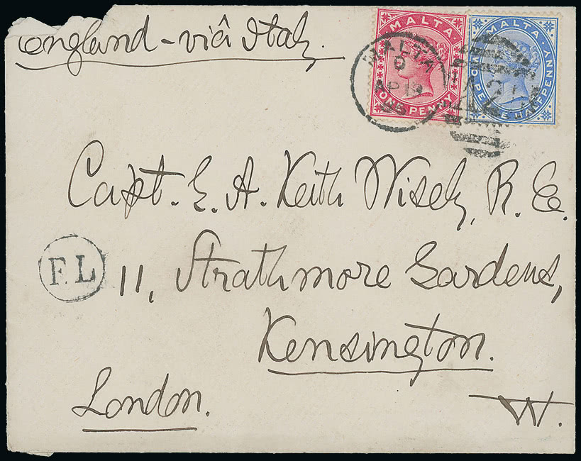 Lot 2309 - british empire and foreign countries Malta - Cancellations and Covers -  Grosvenor Auctions Auction of British Empire and Foreign Countries Postage Stamps and Postal History