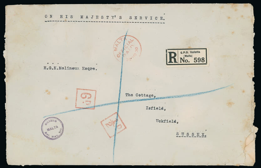 Lot 2319 - british empire and foreign countries Malta - Cancellations and Covers -  Grosvenor Auctions Auction of British Empire and Foreign Countries Postage Stamps and Postal History