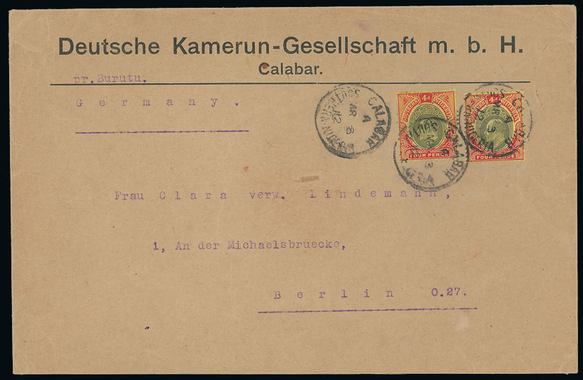 Lot 2425 - british empire and foreign countries Nigeria: Southern Nigeria - Cancellations and Covers - Grosvenor Auctions Auction of British Empire and Foreign Countries Postage Stamps and Postal History Lot 2425 - british empire and foreign countries Nigeria: Southern Nigeria - Cancellations and Covers - Grosvenor Auctions Auction of British Empire and Foreign Countries Postage Stamps and Postal History