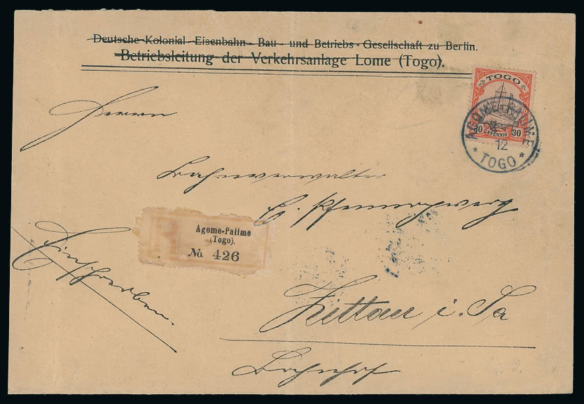 Lot 1980 - british empire and foreign countries German Colonies: Togo - Cancellations and Covers - Grosvenor Auctions Auction of British Empire and Foreign Countries Postage Stamps and Postal History Lot 1980 - british empire and foreign countries German Colonies: Togo - Cancellations and Covers - Grosvenor Auctions Auction of British Empire and Foreign Countries Postage Stamps and Postal History