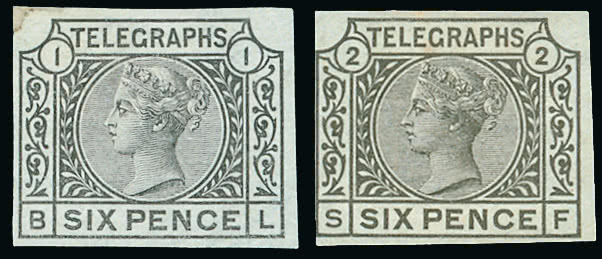 Lot 420 - Great Britain post office telegraph stamps -  Grosvenor Auctions The Dr. Conrad Graham Collection