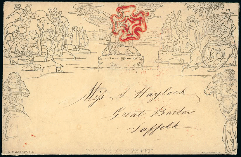 Lot 1268 - Great Britain 1840 mulready envelopes and letter sheets - Grosvenor Auctions Auction of Great Britain Postage Stamps and Postal History Lot 1268 - Great Britain 1840 mulready envelopes and letter sheets - Grosvenor Auctions Auction of Great Britain Postage Stamps and Postal History