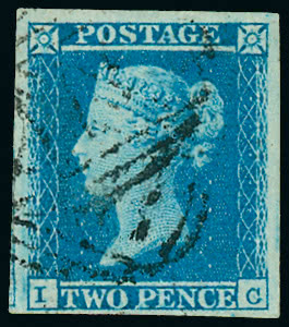 Lot 1563 - Great Britain 1841 one penny red-brown and two pence blue -  Grosvenor Auctions Auction of Great Britain Postage Stamps and Postal History