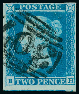 Lot 1558 - Great Britain 1841 one penny red-brown and two pence blue -  Grosvenor Auctions Auction of Great Britain Postage Stamps and Postal History