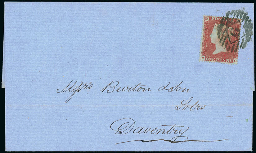 Lot 1583 - Great Britain 1854 die i - alphabet ii - sc16 one penny -  Grosvenor Auctions Auction of Great Britain Postage Stamps and Postal History