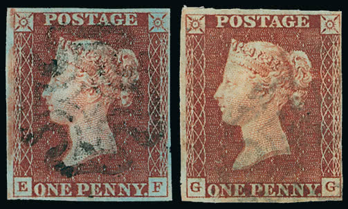 Lot 1532 - Great Britain 1841 one penny red-brown and two pence blue - Grosvenor Auctions Auction of Great Britain Postage Stamps and Postal History Lot 1532 - Great Britain 1841 one penny red-brown and two pence blue - Grosvenor Auctions Auction of Great Britain Postage Stamps and Postal History