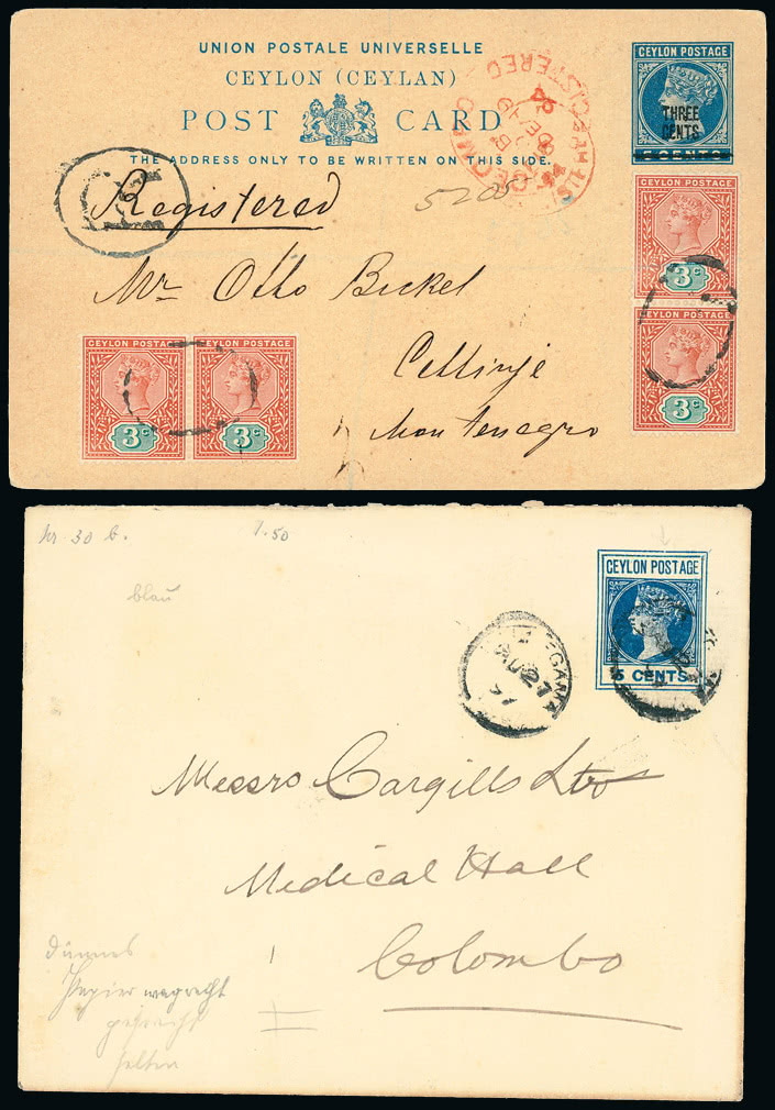 Lot 518 - british empire and foreign countries Ceylon: Postal Stationery - Postal Stationery - Grosvenor Auctions Auction of British Empire and Foreign Countries Postage Stamps and Postal History Lot 518 - british empire and foreign countries Ceylon: Postal Stationery - Postal Stationery - Grosvenor Auctions Auction of British Empire and Foreign Countries Postage Stamps and Postal History