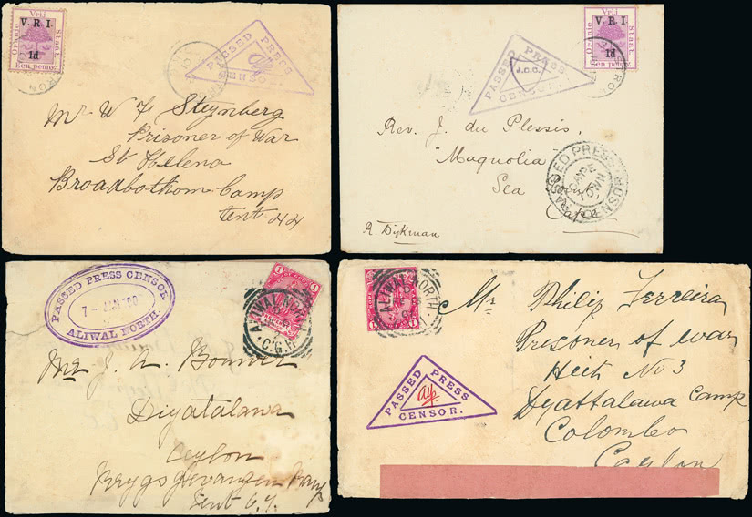 Lot 1371 - british empire and foreign countries South Africa: South African War 1899-1902: Censorship in Cape Colony - Regular Issues - Grosvenor Auctions Auction of British Empire and Foreign Countries Postage Stamps and Postal History Lot 1371 - british empire and foreign countries South Africa: South African War 1899-1902: Censorship in Cape Colony - Regular Issues - Grosvenor Auctions Auction of British Empire and Foreign Countries Postage Stamps and Postal History