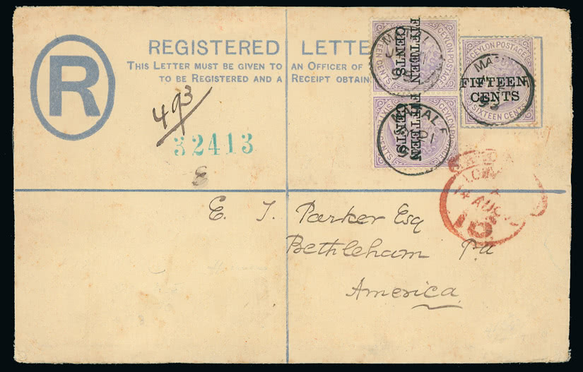 Lot 493 - british empire and foreign countries Ceylon: Covers and Cancellations by Subject - Regular Issues - Grosvenor Auctions Auction of British Empire and Foreign Countries Postage Stamps and Postal History Lot 493 - british empire and foreign countries Ceylon: Covers and Cancellations by Subject - Regular Issues - Grosvenor Auctions Auction of British Empire and Foreign Countries Postage Stamps and Postal History