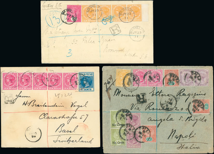 Lot 496 - british empire and foreign countries Ceylon: Covers and Cancellations by Subject - Regular Issues - Grosvenor Auctions Auction of British Empire and Foreign Countries Postage Stamps and Postal History Lot 496 - british empire and foreign countries Ceylon: Covers and Cancellations by Subject - Regular Issues - Grosvenor Auctions Auction of British Empire and Foreign Countries Postage Stamps and Postal History